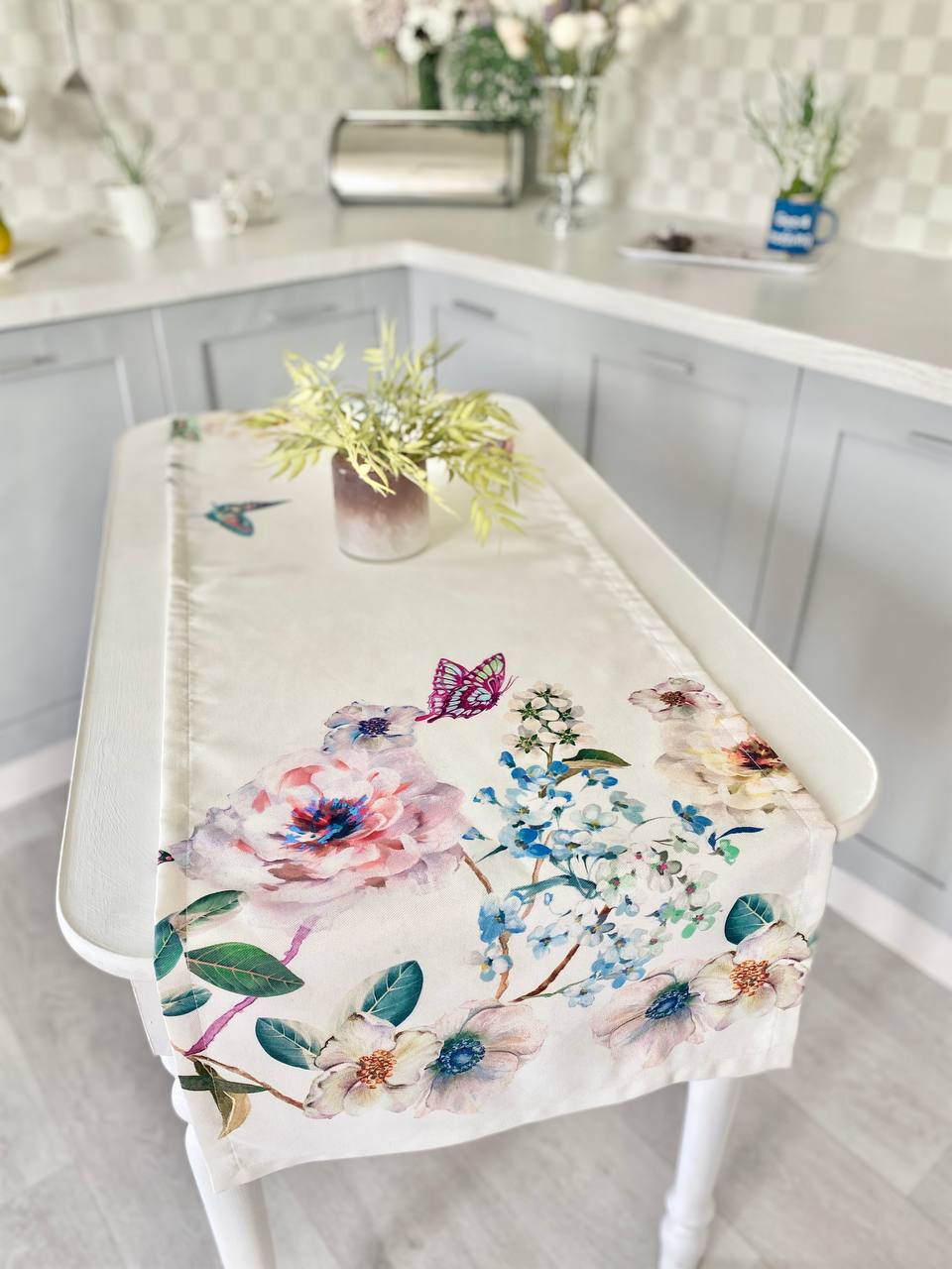 Доріжка з водовідштовхуючим покриттям MANTEL NAPOLES, 45x145, Прямокутна, Квітковий, З водовідштовхуючим покриттям, 75% бавовна, 25% поліестер, Водовідштовхуючий