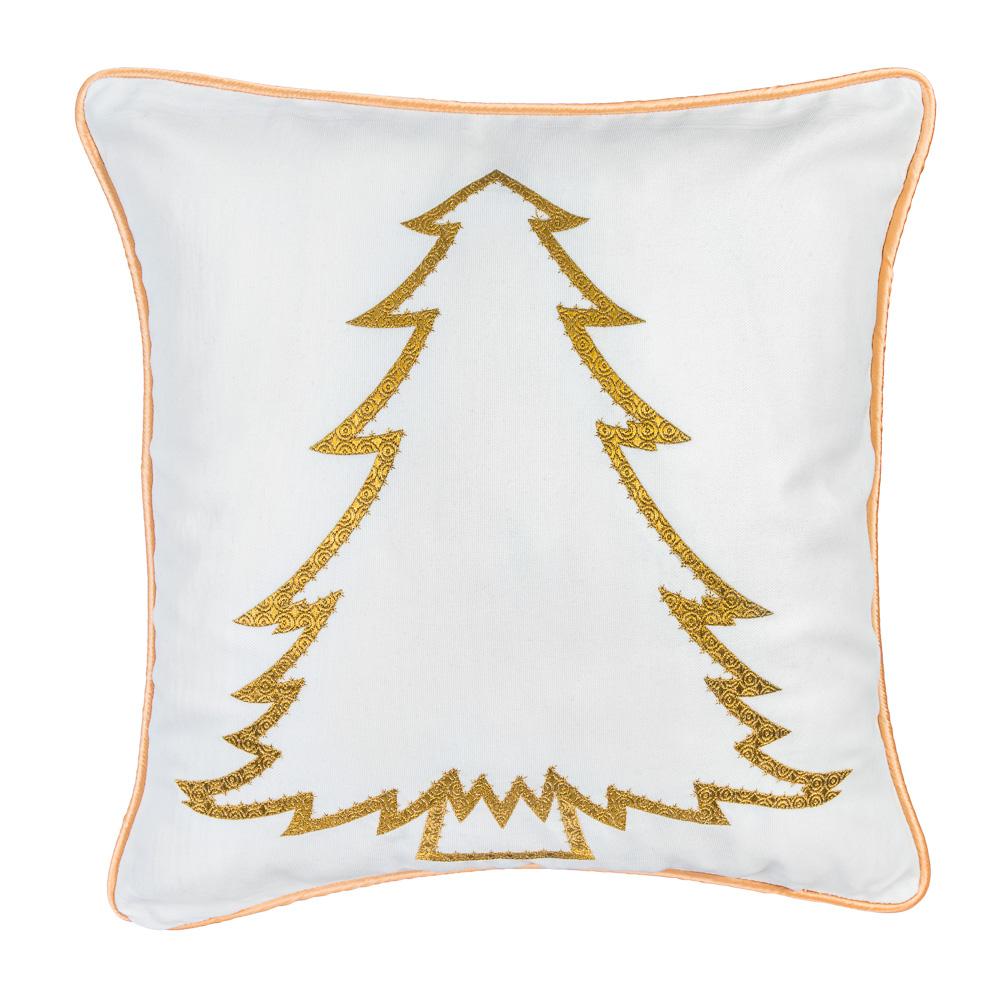 Наволочка одностороння з вишивкою XMAS TREE03, 45x45, Квадратна, Новорічний, Вишивка, 100% поліестер, Односторонній