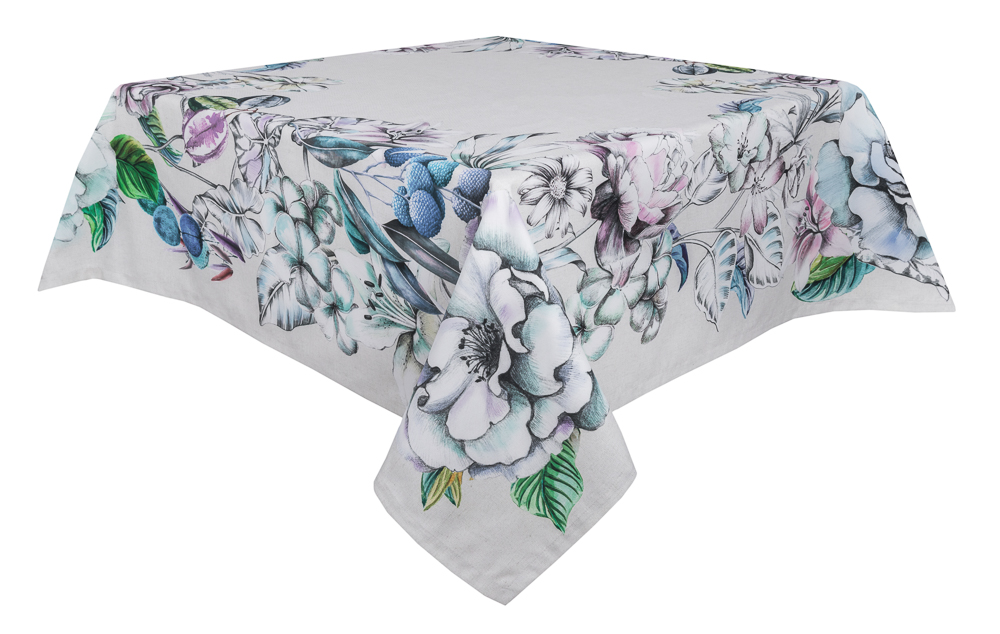 Скатертина з водовідштовхуючим покриттям MANTEL LICHI, 145x145, Квадратна, Квітковий, З водовідштовхуючим покриттям, 75% бавовна, 25% поліестер, Водовідштовхуючий