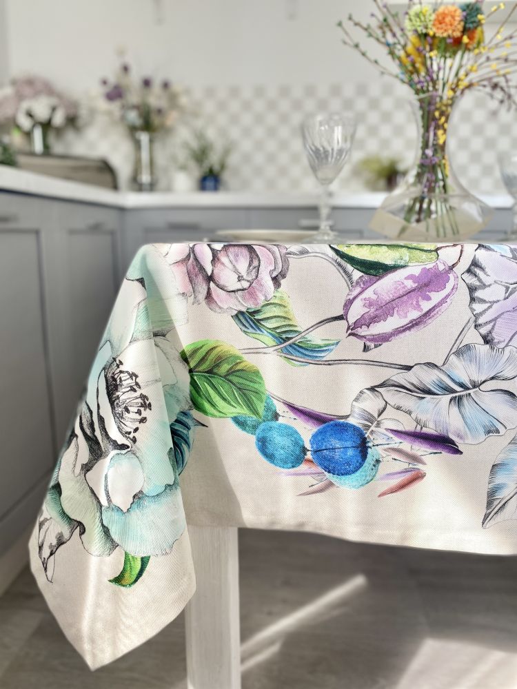 Скатертина з водовідштовхуючим покриттям MANTEL LICHI, 150x235, Прямокутна, Квітковий, З водовідштовхуючим покриттям, 75% бавовна, 25% поліестер, Водовідштовхуючий - фото 9