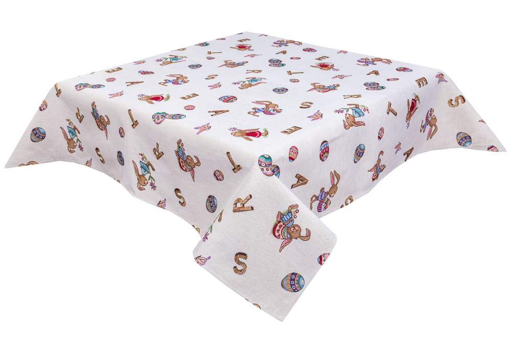 Скатертина гобеленова SK0067 Limaso, 137x290, Прямокутна, Великодній, Без люрексу, 75% поліестер, 22% бавовна, 3% акрил, Гобелен