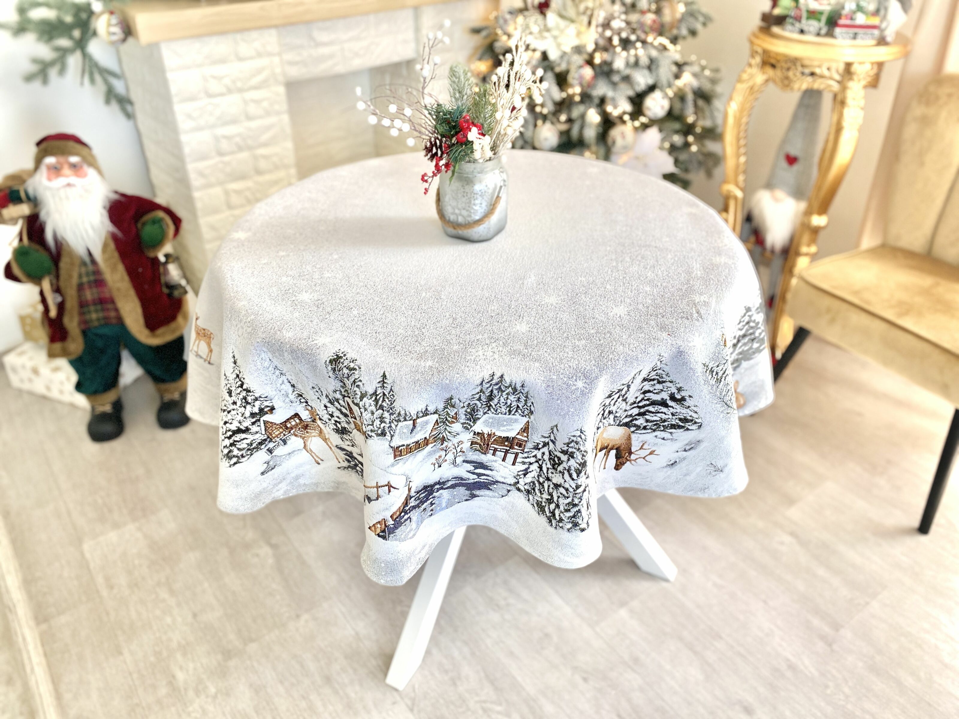 Скатертина гобеленова WINTER Limaso, Ø160, Кругла, Новорічний, Без люрексу, з мікрофібою, 80% поліестер, 15% бавовна, 5% акрил, Гобелен - фото 11
