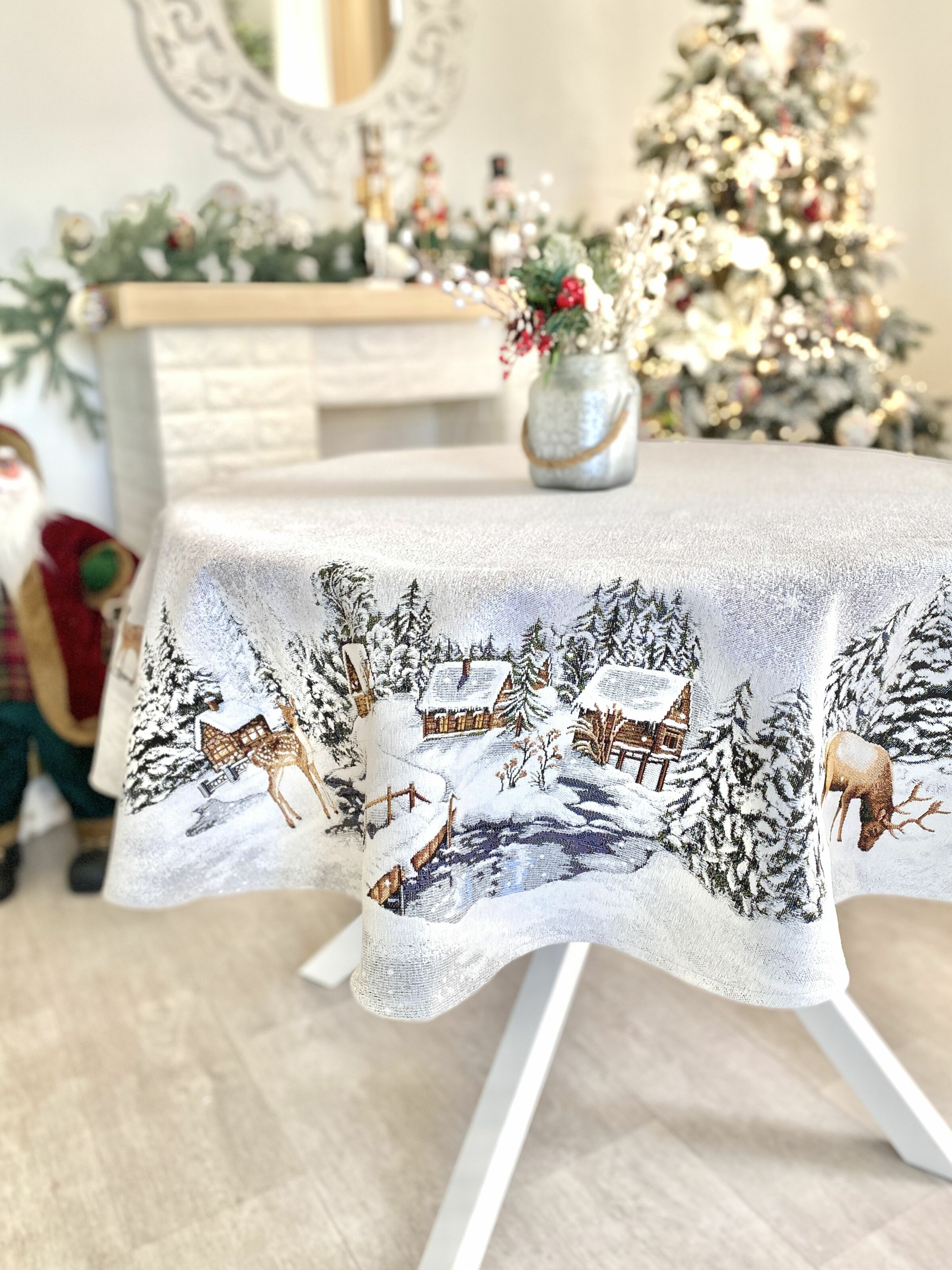 Скатертина гобеленова WINTER Limaso, Ø160, Кругла, Новорічний, Без люрексу, з мікрофібою, 80% поліестер, 15% бавовна, 5% акрил, Гобелен - фото 6