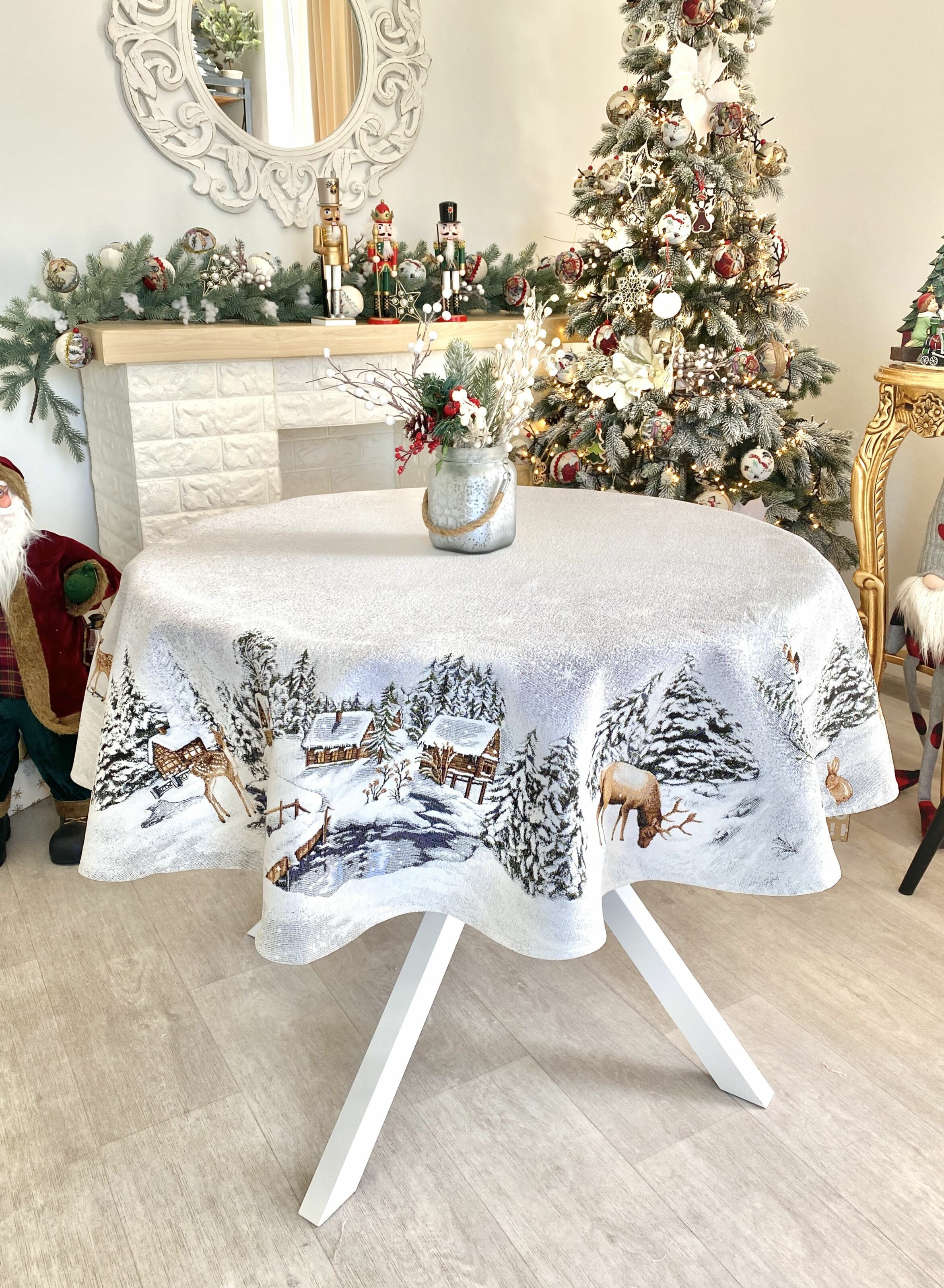 Скатертина гобеленова WINTER Limaso, Ø160, Кругла, Новорічний, Без люрексу, з мікрофібою, 80% поліестер, 15% бавовна, 5% акрил, Гобелен - фото 4