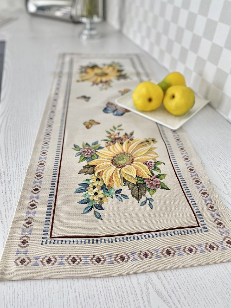 Доріжка гобеленова LIMA013 Limaso, 45x140, 140, 45, Прямокутна, Лимони, Без люрексу, 75% поліестер, 22% бавовна, 3% акрил, Гобелен - фото 4