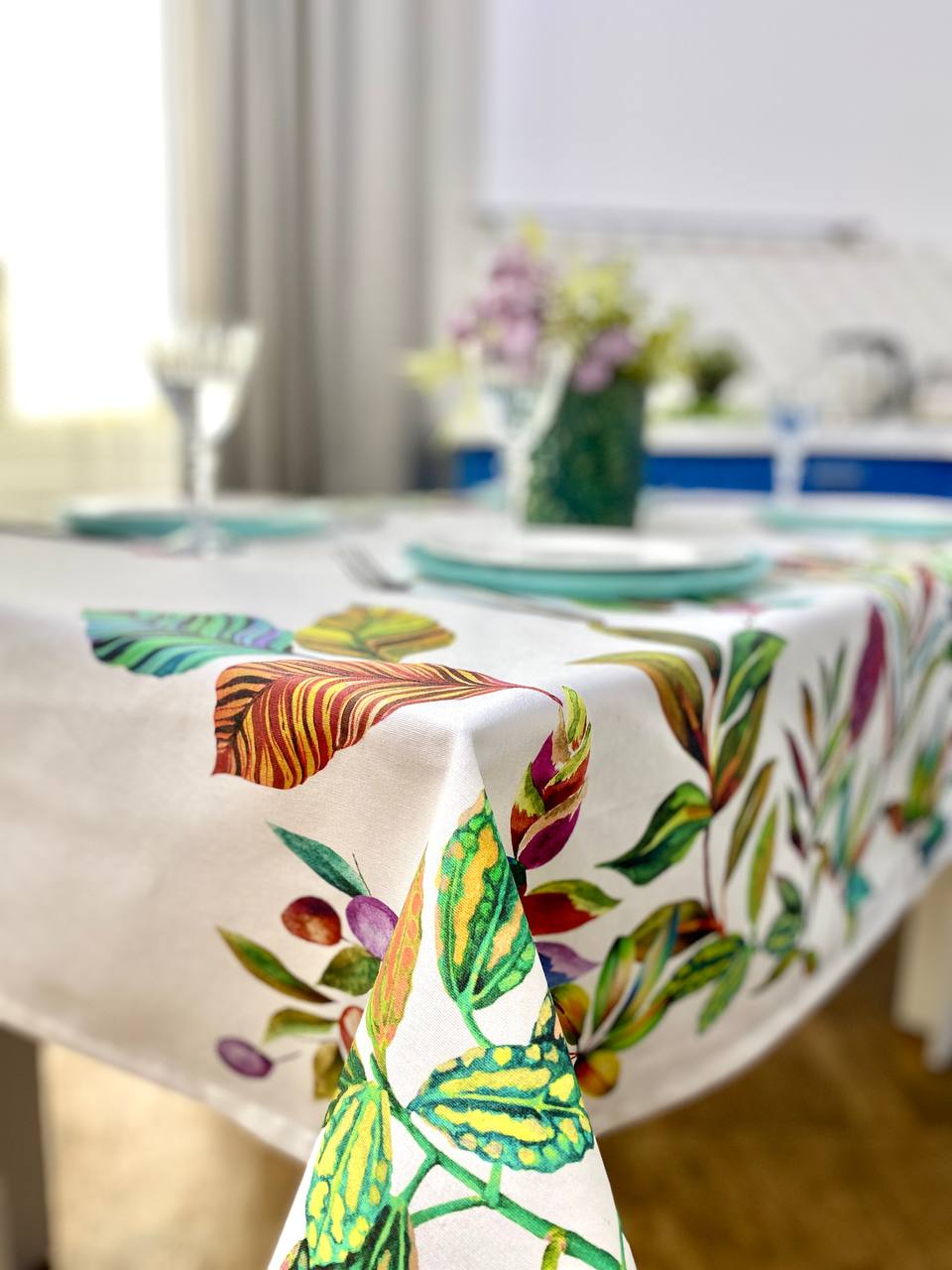 Скатертина з водовідштовхуючим покриттям MANTEL488, 134x240, Прямокутна, Квітковий, З водовідштовхуючим покриттям, 75% бавовна, 25% поліестер, Водовідштовхуючий - фото 14