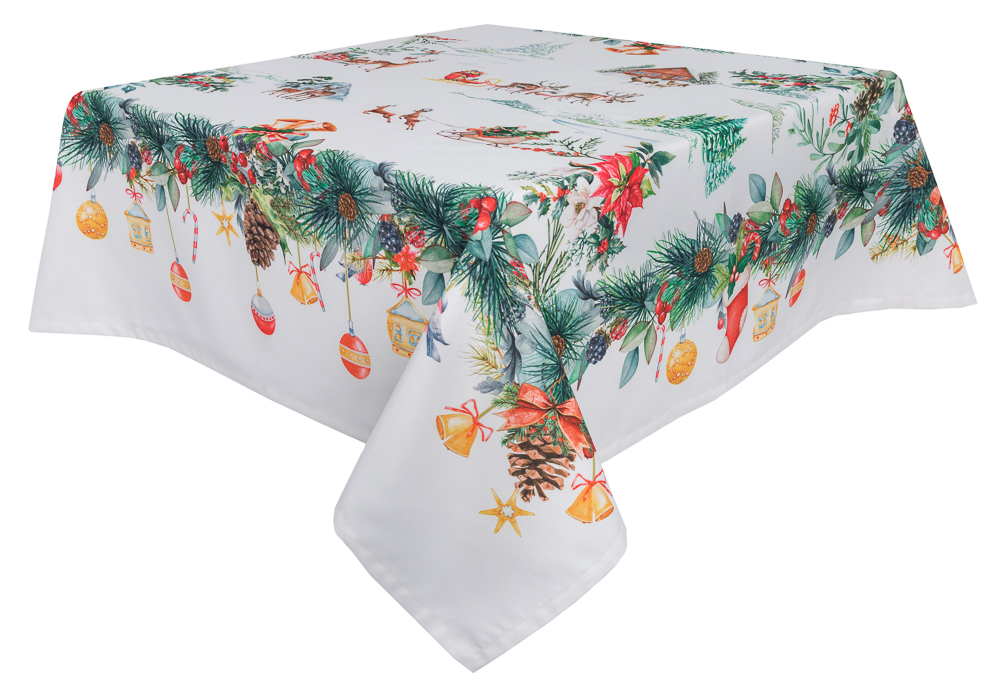 Скатертина з водовідштовхуючим покриттям NAVIDAD106, 150x200, Прямокутна, Новорічний, З водовідштовхуючим покриттям, 100% поліестер