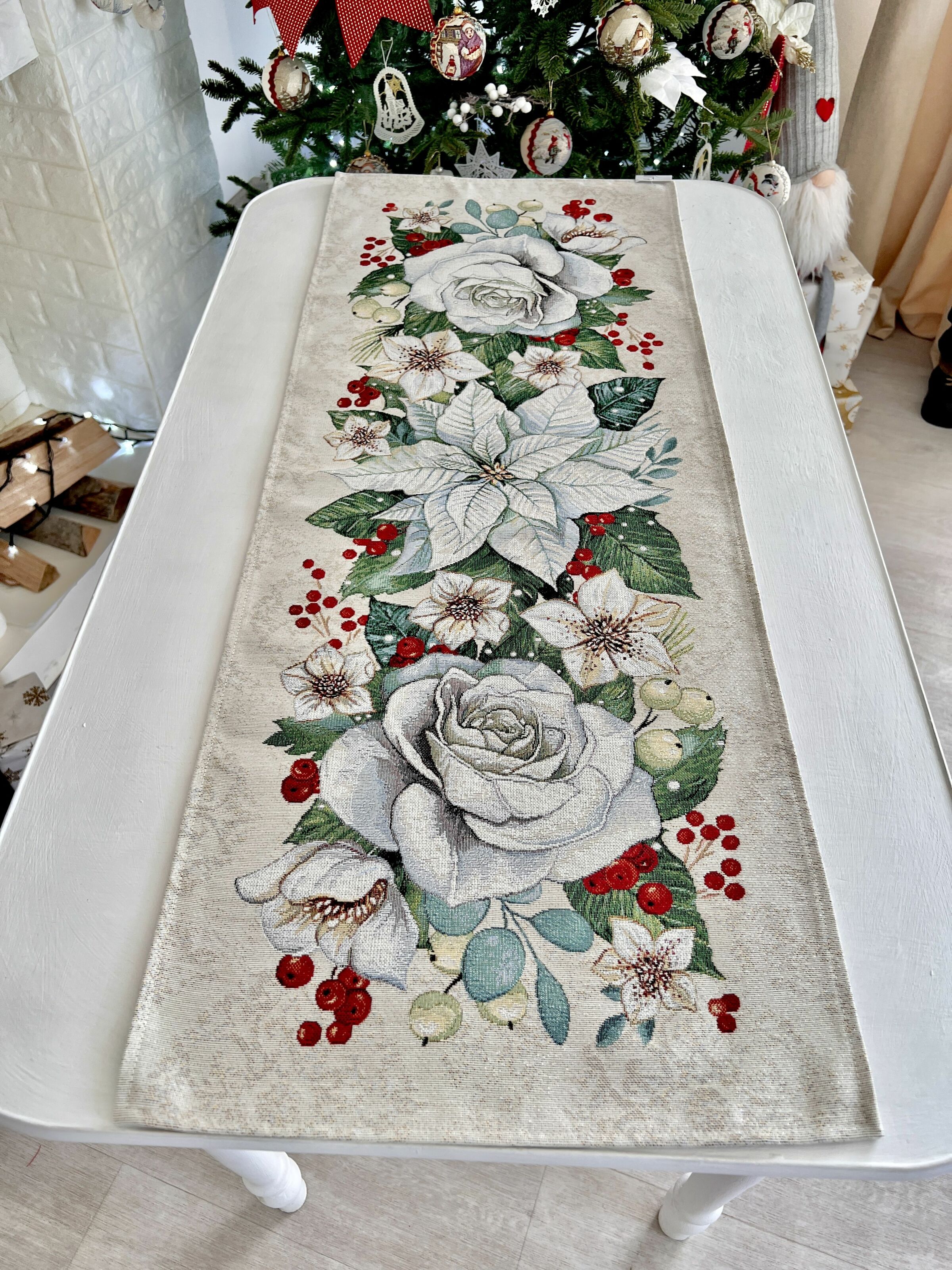 Доріжка гобеленова OTILIA Limaso, 45x140, 140, 45, Прямокутна, Новорічний, Срібний люрекс, 59% поліестер, 24% акрил, 17% бавовна, Гобелен - фото 5