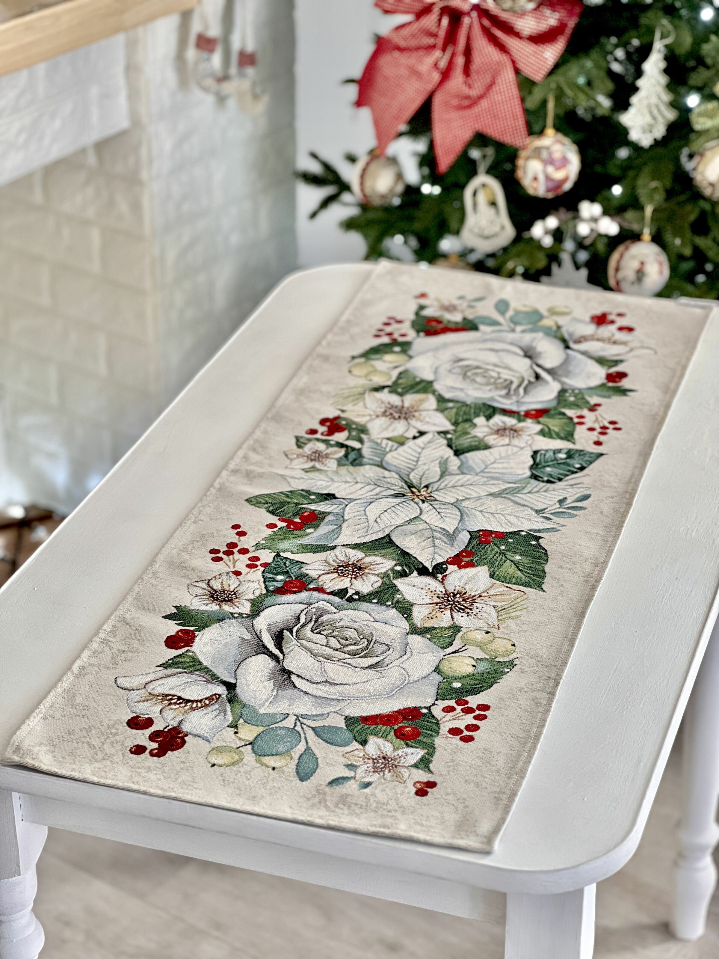 Доріжка гобеленова OTILIA Limaso, 45x140, 140, 45, Прямокутна, Новорічний, Срібний люрекс, 59% поліестер, 24% акрил, 17% бавовна, Гобелен - фото 3