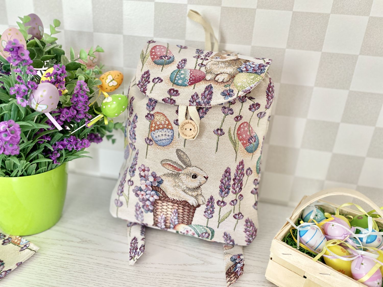 Рюкзак дитячий гобеленовий EDEN1018B Limaso, 25x37x6, Великодній, Без люрексу, 75% поліестер, 22% бавовна, 3% акрил, Гобелен - фото 4