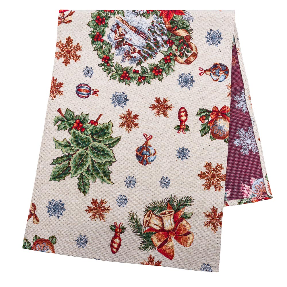 Доріжка гобеленова FIOCCO Limaso, 45x140, 140, 45, Прямокутна, Новорічний, Без люрексу, 45% поліестер, 55% бавовна, Гобелен