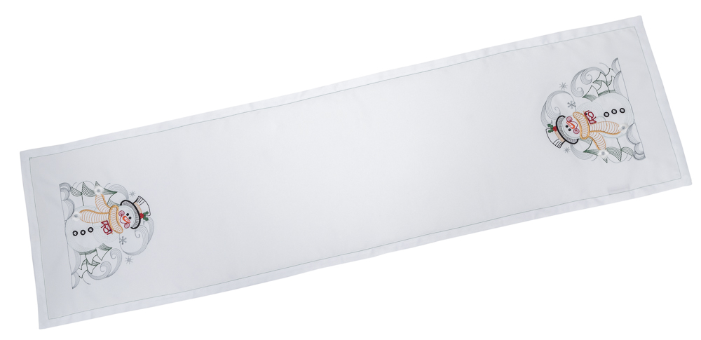 Доріжка на стіл з вишивкою NPV012 "Кольоровий сніговик", 40x140, Прямокутна, Новорічний, Вишивка, 70% поліестер, 30% бавовна - фото 2