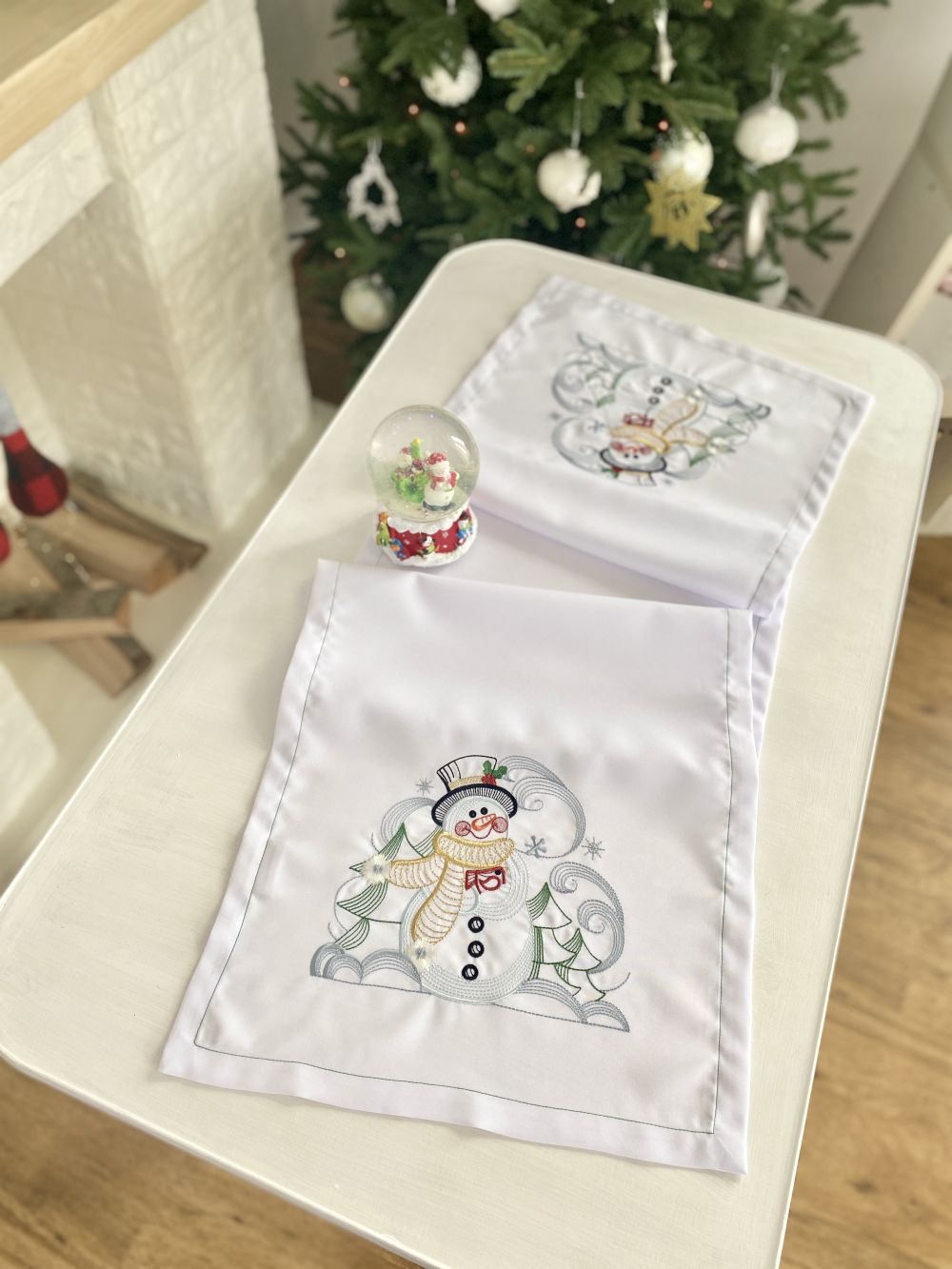 Доріжка на стіл з вишивкою NPV012 "Кольоровий сніговик", 40x140, Прямокутна, Новорічний, Вишивка, 70% поліестер, 30% бавовна - фото 5