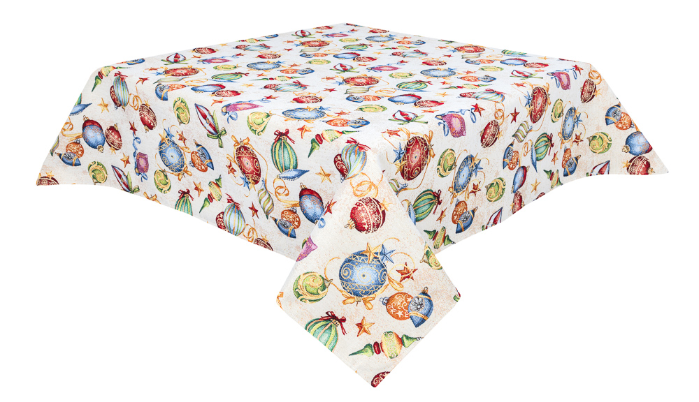 Скатертина гобеленова FIESTA Limaso, 137x260, Прямокутна, Новорічний, Золотий люрекс, 60% поліестер, 24% бавовна, 16% акрил, Гобелен