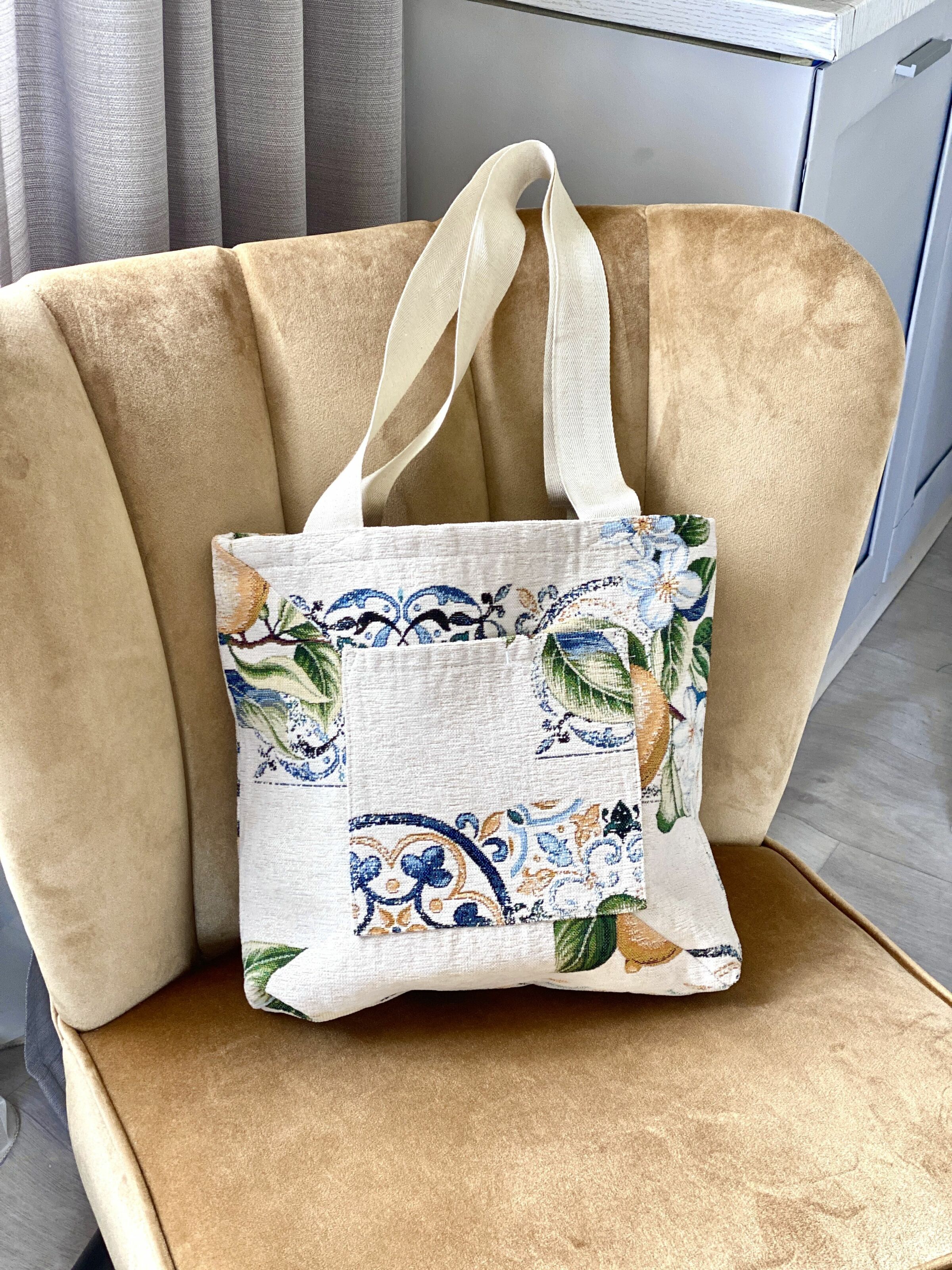 Сумка гобеленова ALLOVER34395-SM Limaso, 36x36, Квадратна, Лимони, З мікрофіброю, 74% поліестер, 23% бавовна, 3% акрил, Гобелен - фото 2