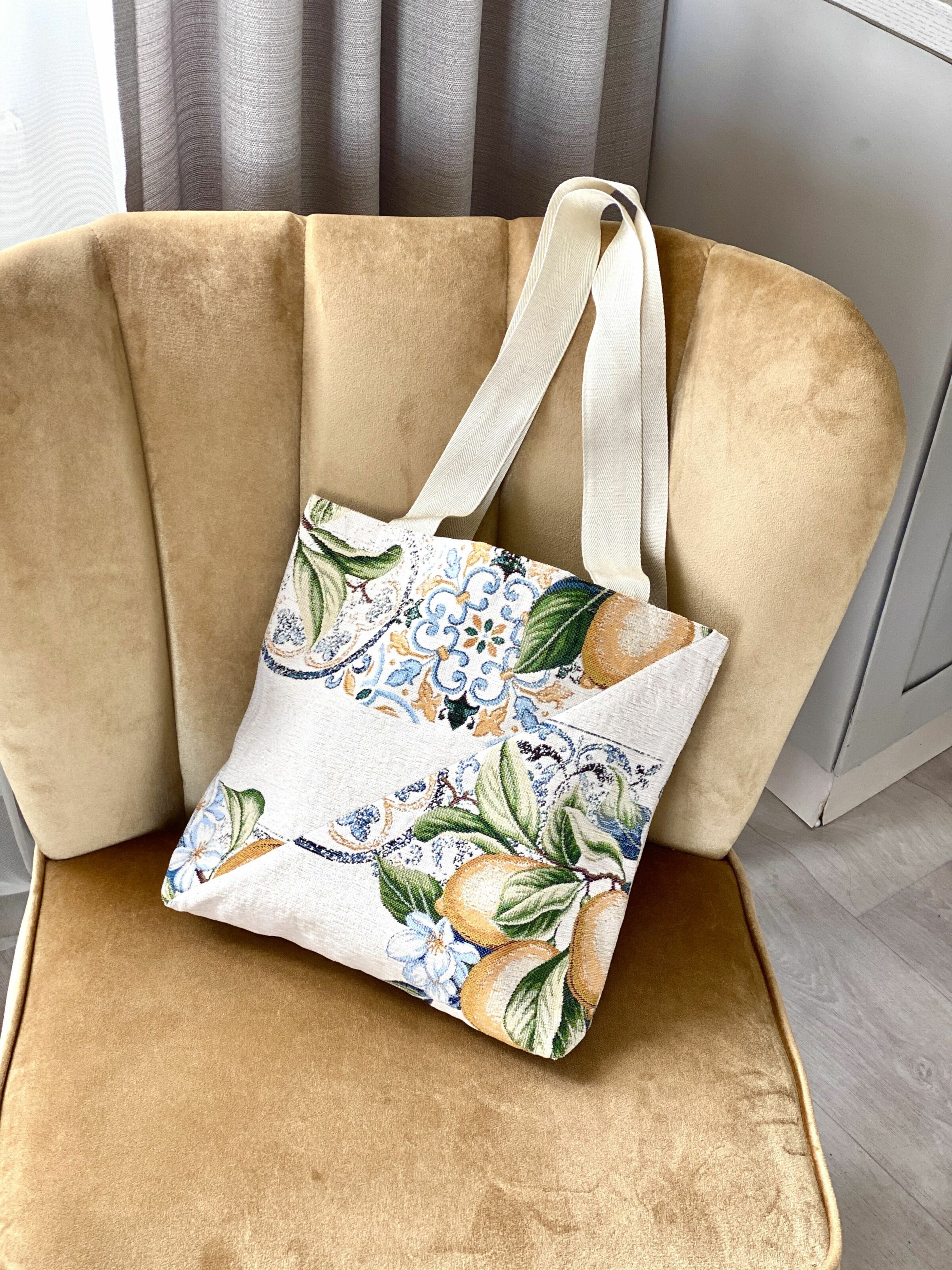 Сумка гобеленова ALLOVER34395-SM Limaso, 36x36, Квадратна, Лимони, З мікрофіброю, 74% поліестер, 23% бавовна, 3% акрил, Гобелен - фото 3