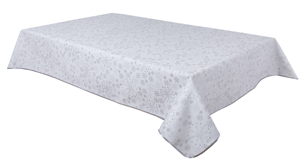 Cкатертина двостороння з тефлоновим покриттям FST80-EDEN023, 120x160, Прямокутна, Новорічний, З тефлоновим покриттям та срібним люрексом, 94% поліестер, 6% люрекс, Двосторонній