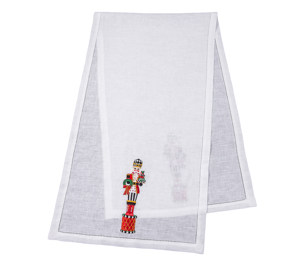 Доріжка на стіл з вишивкою NUTCRACKER01, 40x140, Прямокутна, Новорічний, Вишивка, 100% льон