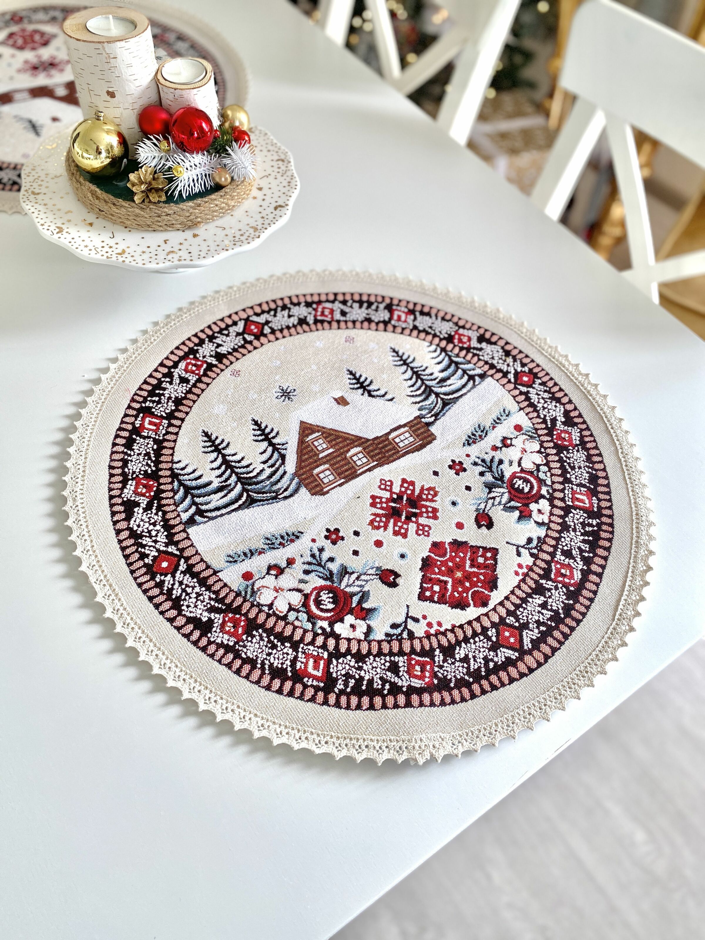 Серветка гобеленова з мереживом HUTSUL-45D Limaso - фото 4