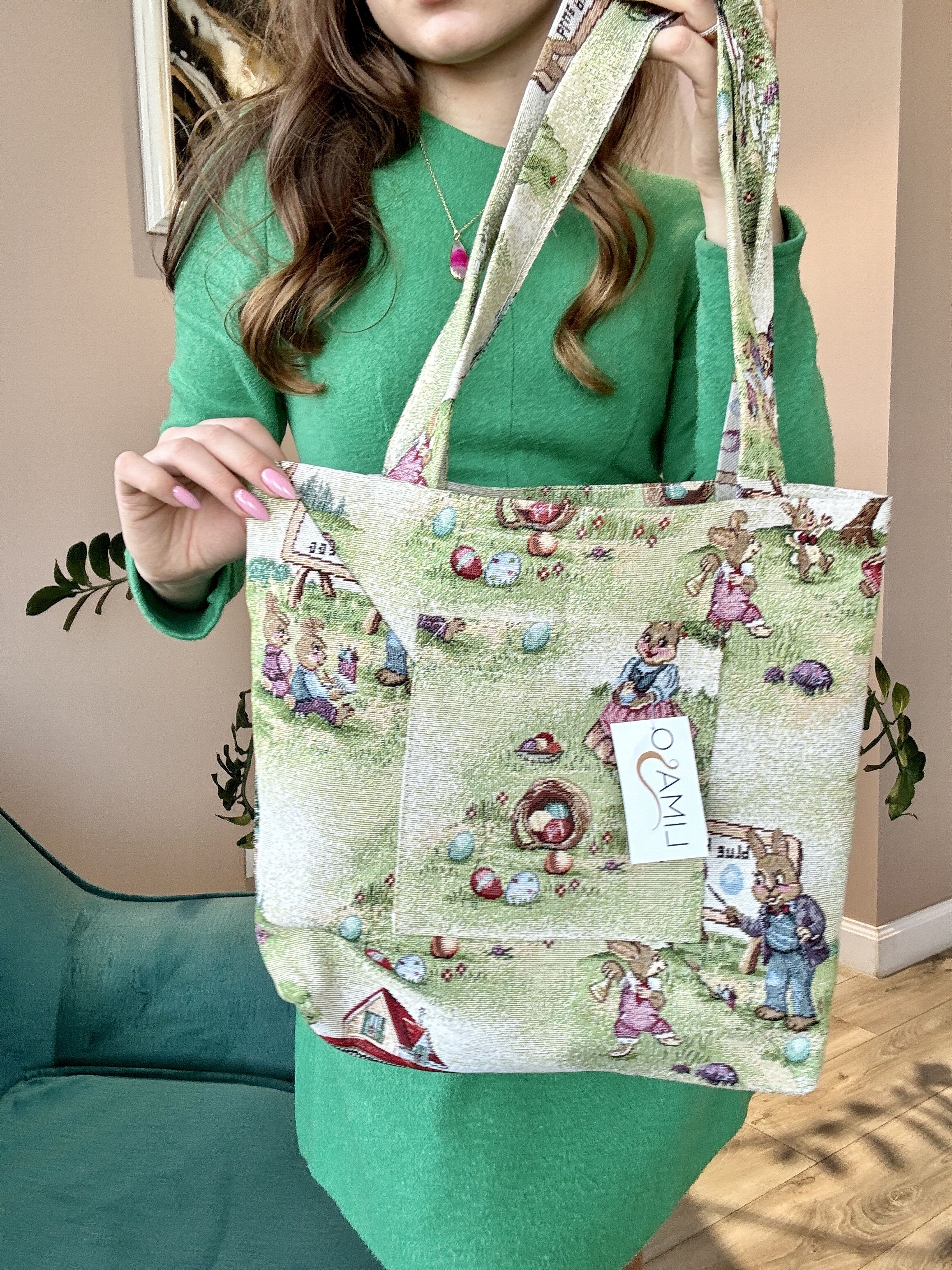 Сумка гобеленова EDEN1184 Limaso, 36x36, Квадратна, Великодній, Без люрексу, 75% поліестер, 22% бавовна, 3% акрил, Гобелен - фото 2