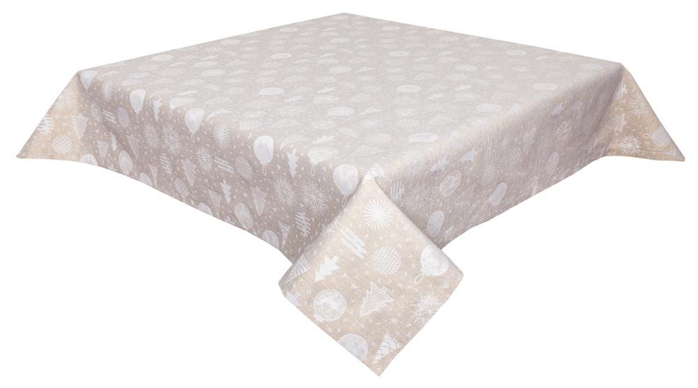 Скатертина жакардова FG02-EDEN014, 140x200, Прямокутна, Новорічний, Золотий люрекс, 94% поліестер, 6% люрекс
