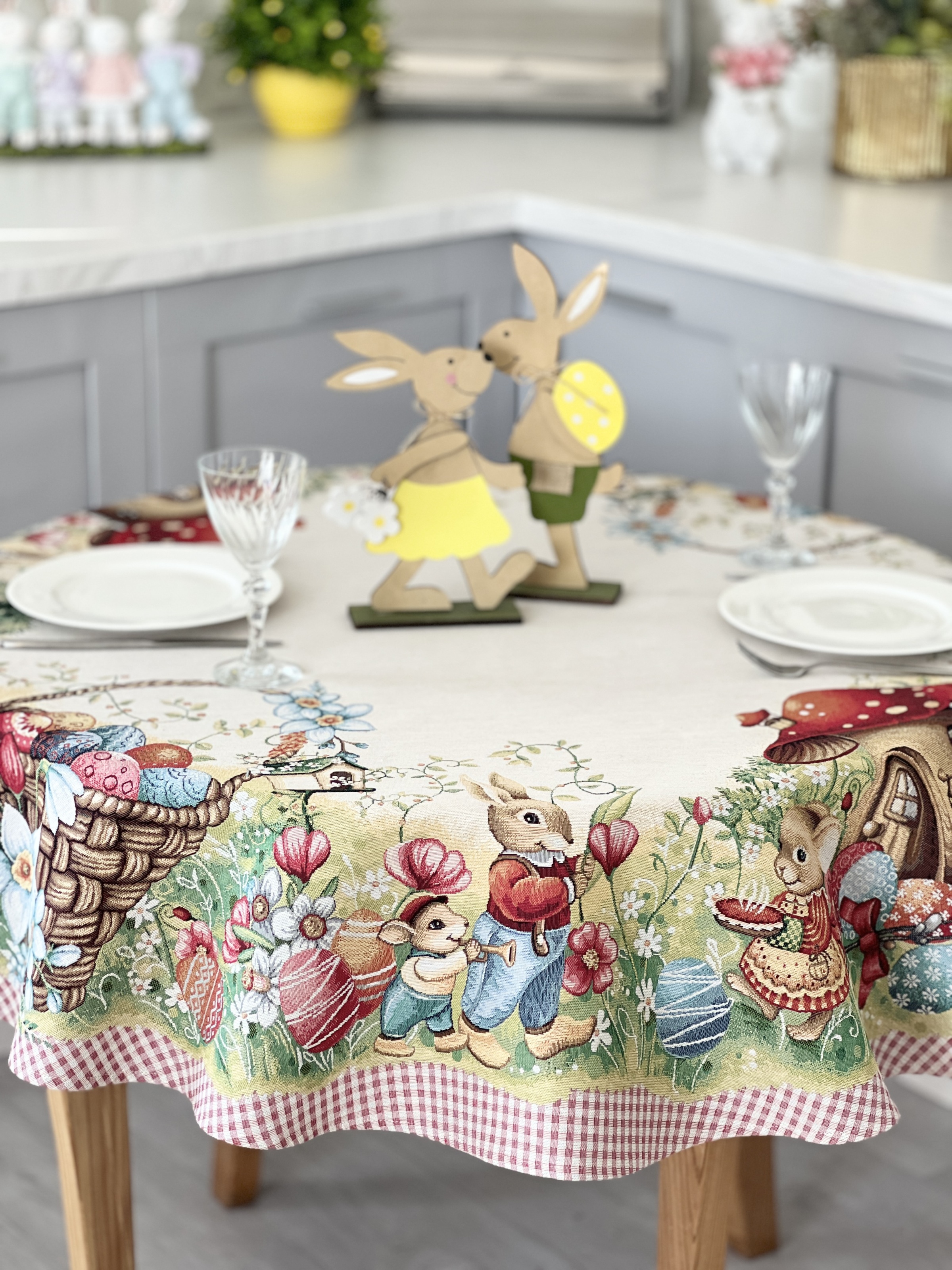 Скатертина гобеленова MAGIC EASTER Limaso, Ø140, Кругла, Великодній, Без люрексу, 75% поліестер, 22% бавовна, 3% акрил, Гобелен - фото 4