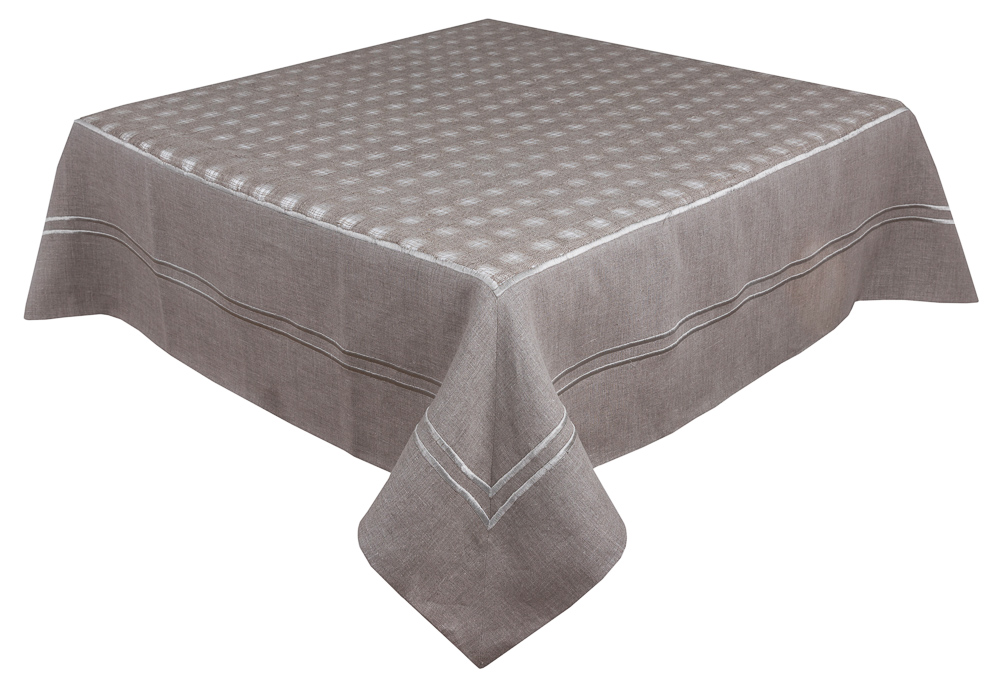 Скатертина лляна SKLB24D2, 140x140, Квадратна, Однотонний, Вишивка, 100% льон