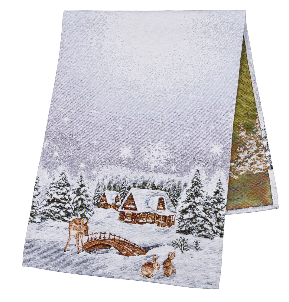 Доріжка гобеленова WINTER Limaso, 37x100, 100, 37, Прямокутна, Новорічний, Без люрексу, з мікрофібою, 80% поліестер, 15% бавовна, 5% акрил, Гобелен